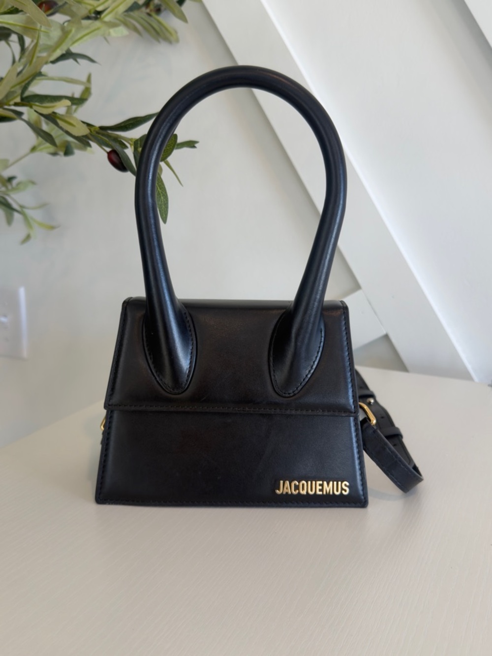 AUTHENTIC Jacquemus Black Le Chiquito Mini Top-Handle Leather Bag